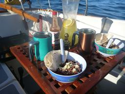 Chili with rice for dinner and margaritas for drink