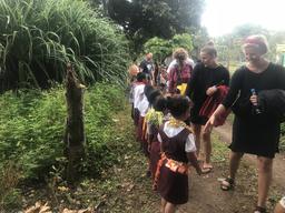 The welcoming line as we arrived at the school.  All the children shook our hands and some overcame their shyness and introduced themselves.