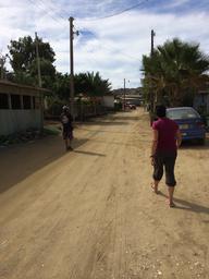 Carolyn walking down the street in Bahia Tortugas.