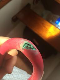 Broken and corroded battery cable.  This cable supplies the whole electrical system. Yikes!