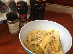 Golden Beets with Pasta Served.