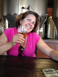 Rosie in the beautiful tasting room at Barrelhouse Brewing.