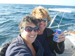 Celebratory beer at the Mexican border.