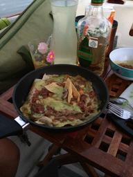 Pan enchiliadas served with Crazy Love margaritas.