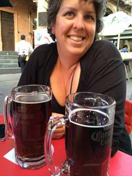 Rosie in Plaza de Mariachi around the corner from our hotel.