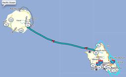 Crazy Love's path from Haleiwa (Oahu) to Nawiliwili (Kauai) as recorded by the Garmin.