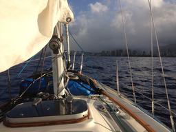 Approach to Honolulu at dawn.
