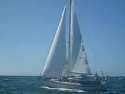 Our photo of Ichiban - a Yamaha 33 - passing us on Day 1 of the crossing.