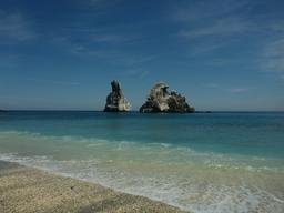 Las Monas rocks on the East side of Isla Isabela.