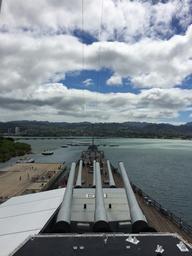 USS Arizona Memorial as seen from the Missouri.