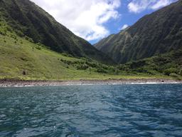 Molokai as seen from Crazy Love while at anchor.