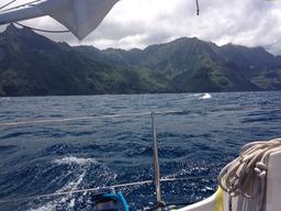 Big waves and beautiful sailing along the Na Pali Coast.