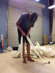 Dave hard at work in the sail loft.