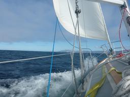 Flying on starboard tack from Monterey to Santa Cruz Island