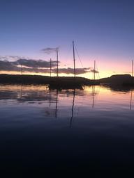 Sunset view of the harbor from Neiafu.
