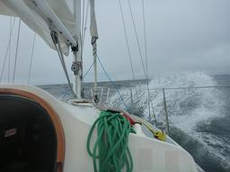 Wave breaking over Crazy Love on our way to Monterey